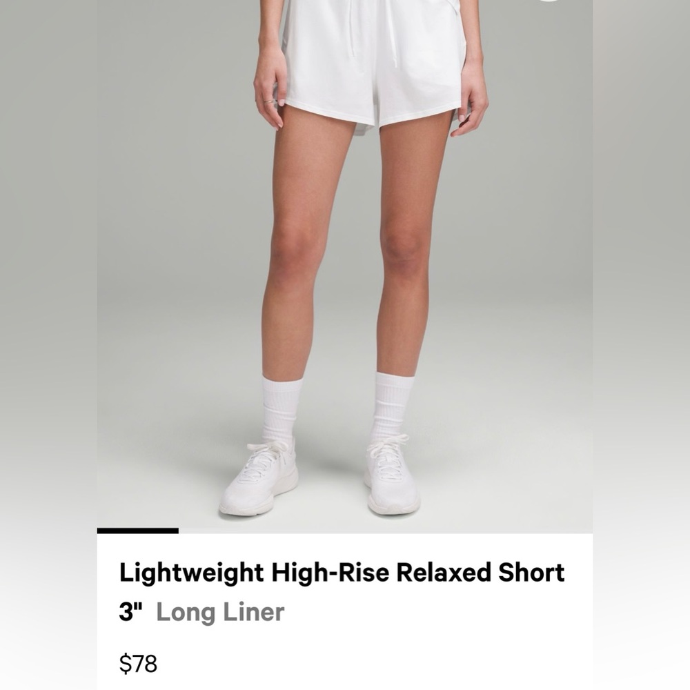 Lightweight Relaxed Shorts 3.5”. Long Liner. White/White. New With Tags. Size 6